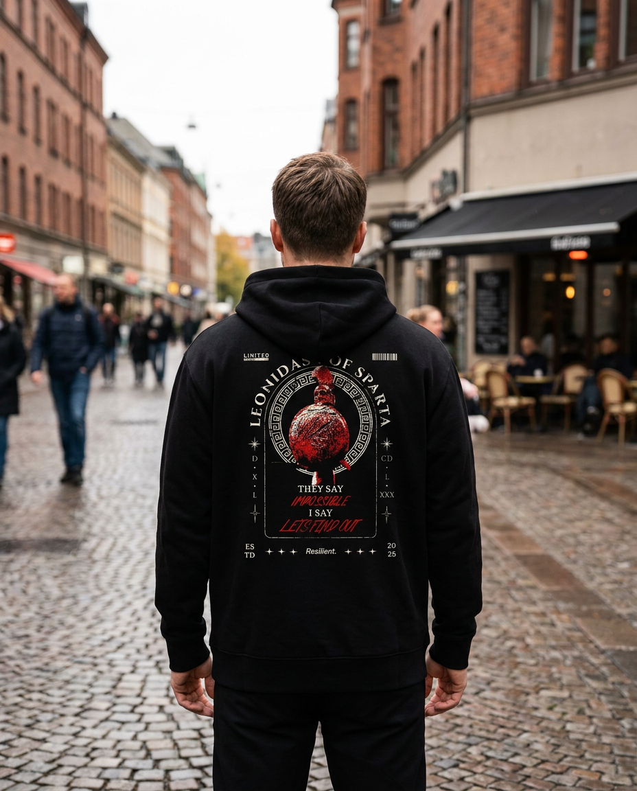 "Leonidas" Black Eco Hoodie · 100% Organic Cotton