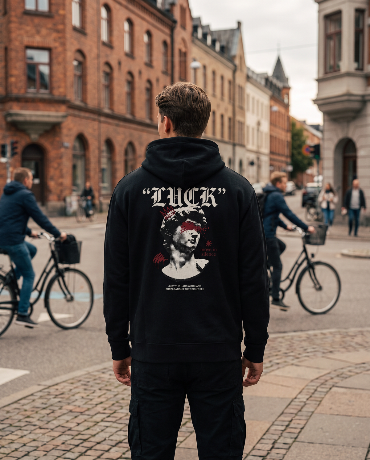 "Luck" Black Eco Hoodie · 100% Organic Cotton