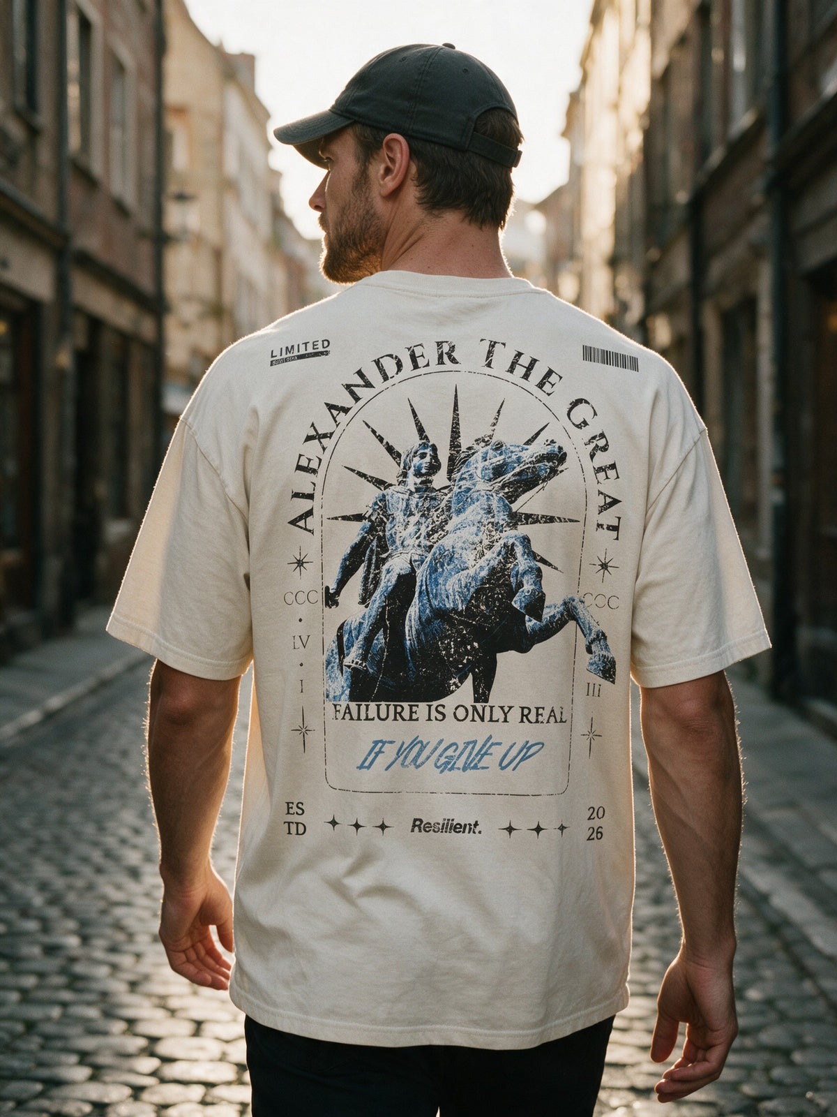 "Alexander" Oversized T-shirt · Bone · 100% Cotton