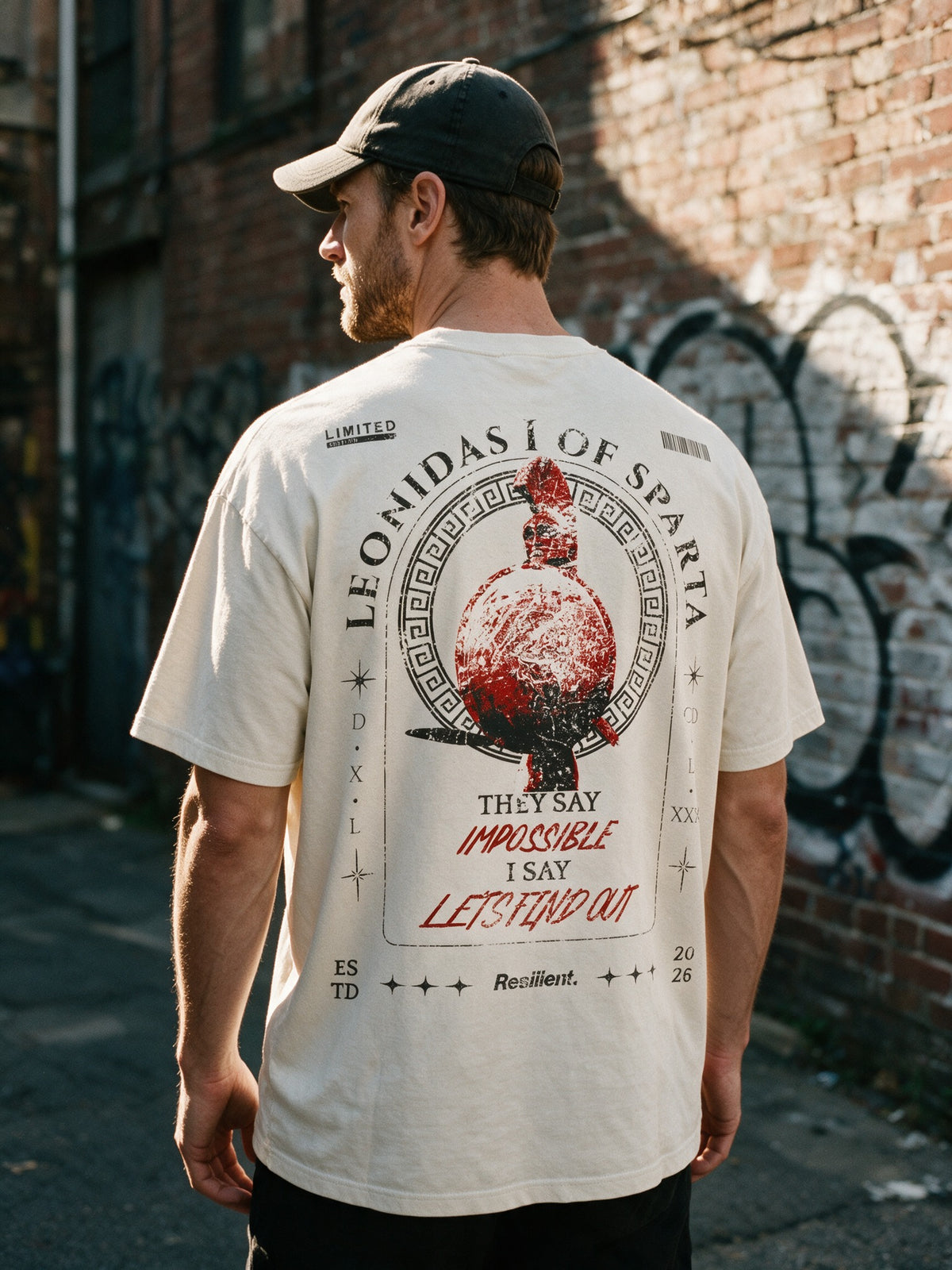 "Leonidas" Oversized T-shirt · Bone · 100% Cotton