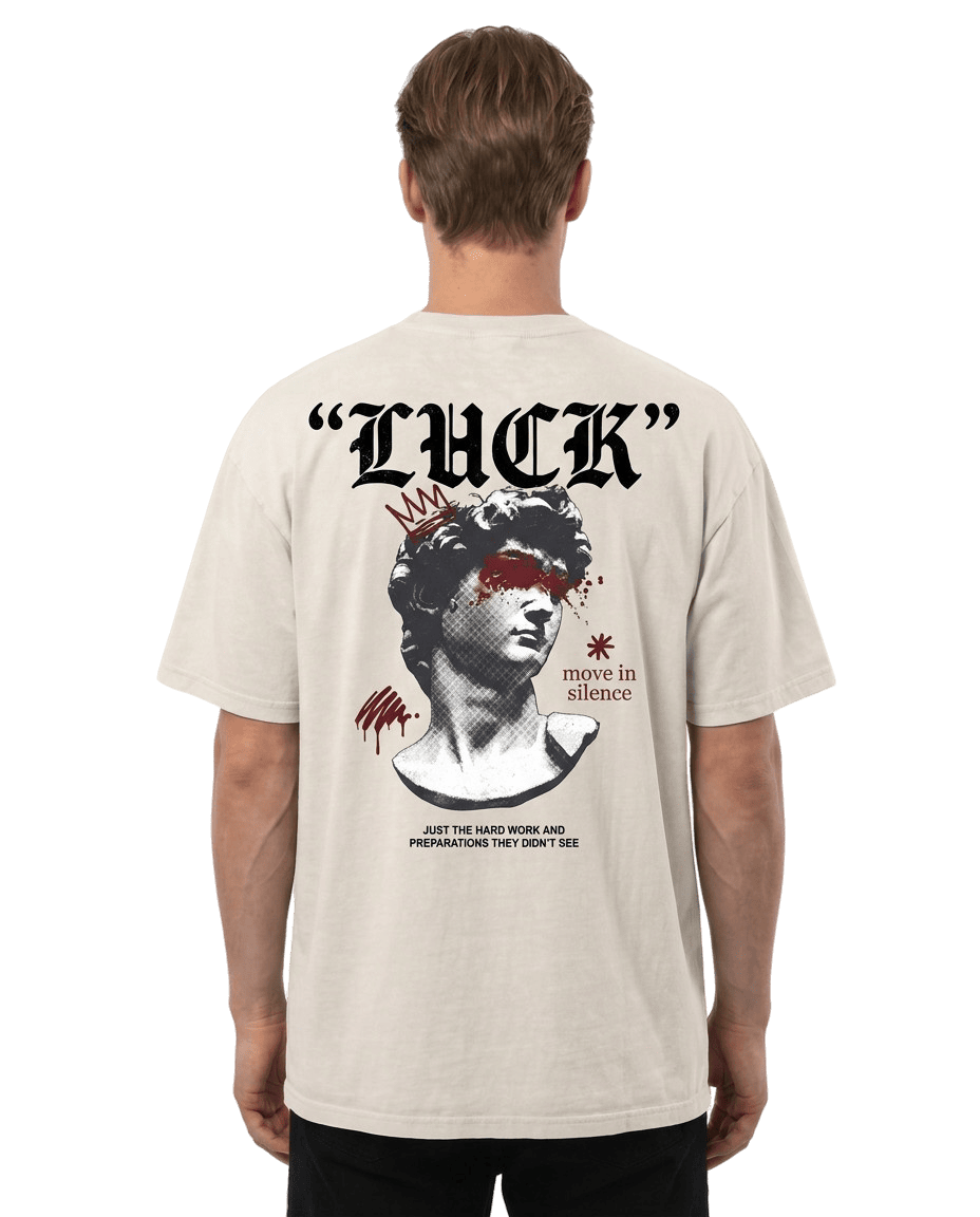 "Luck" Oversized T-shirt · Bone · 100% Cotton