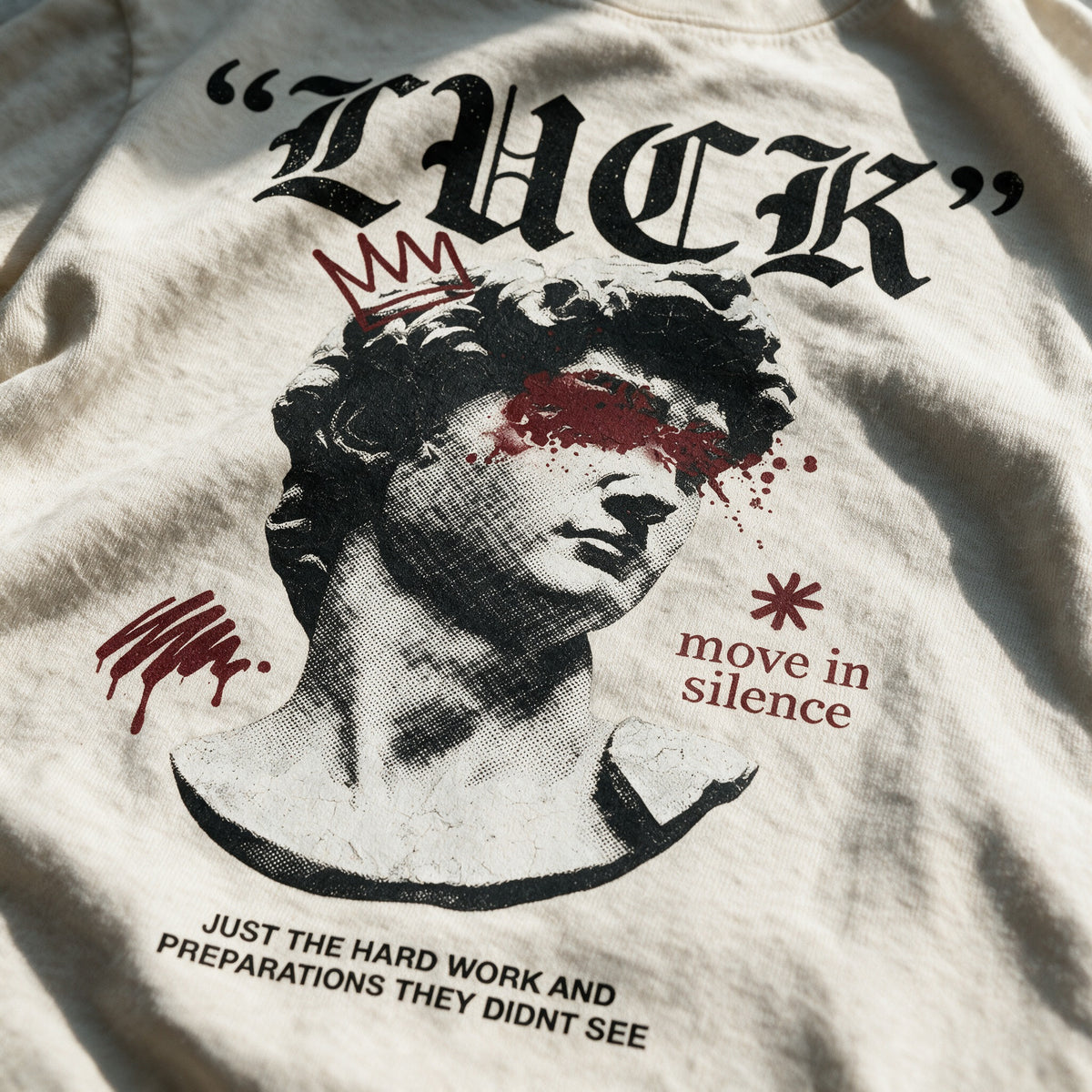 "Luck" Oversized T-shirt · Bone · 100% Cotton