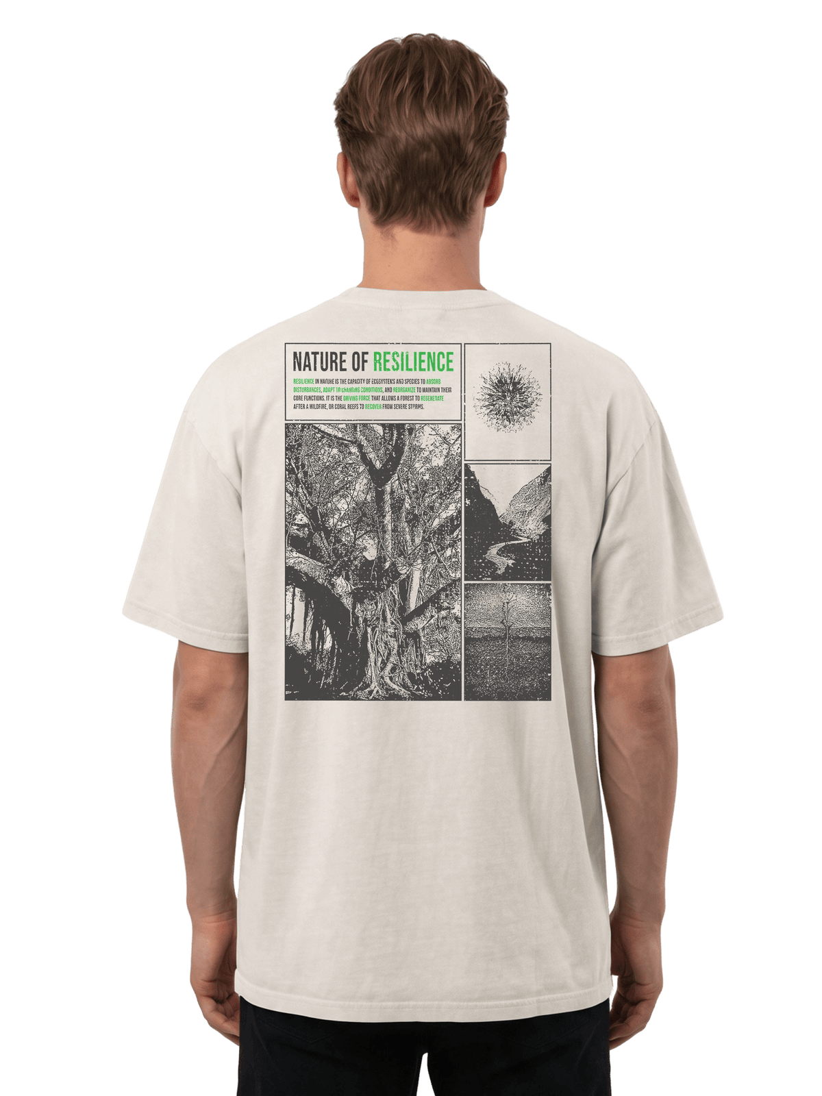 "Nature of Resilience" Oversized T-shirt · Bone · 100% Cotton