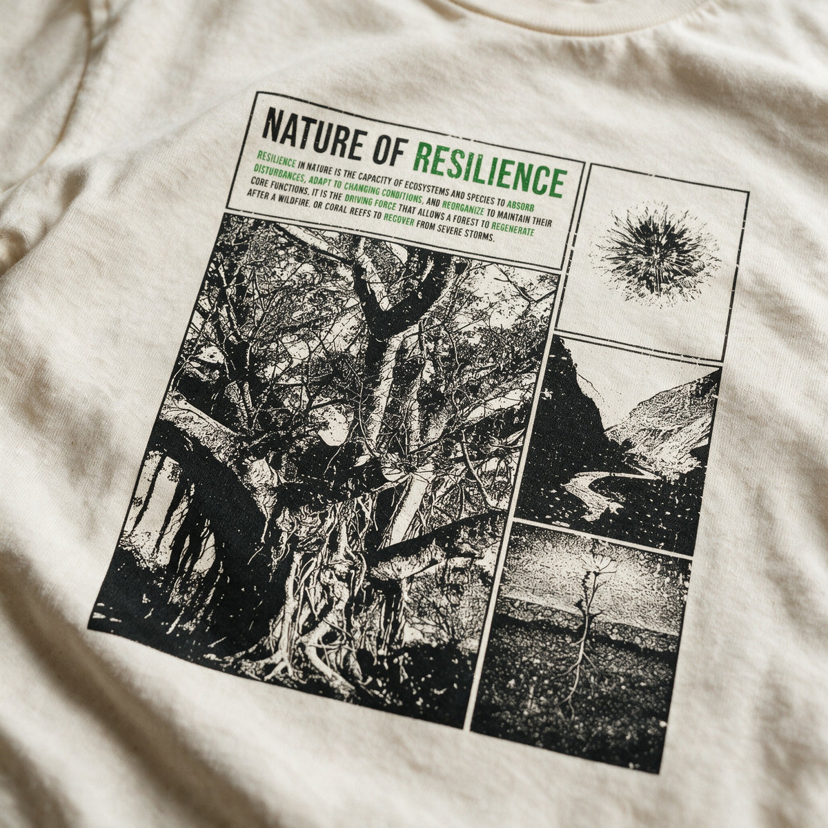 "Nature of Resilience" Oversized T-shirt · Bone · 100% Cotton