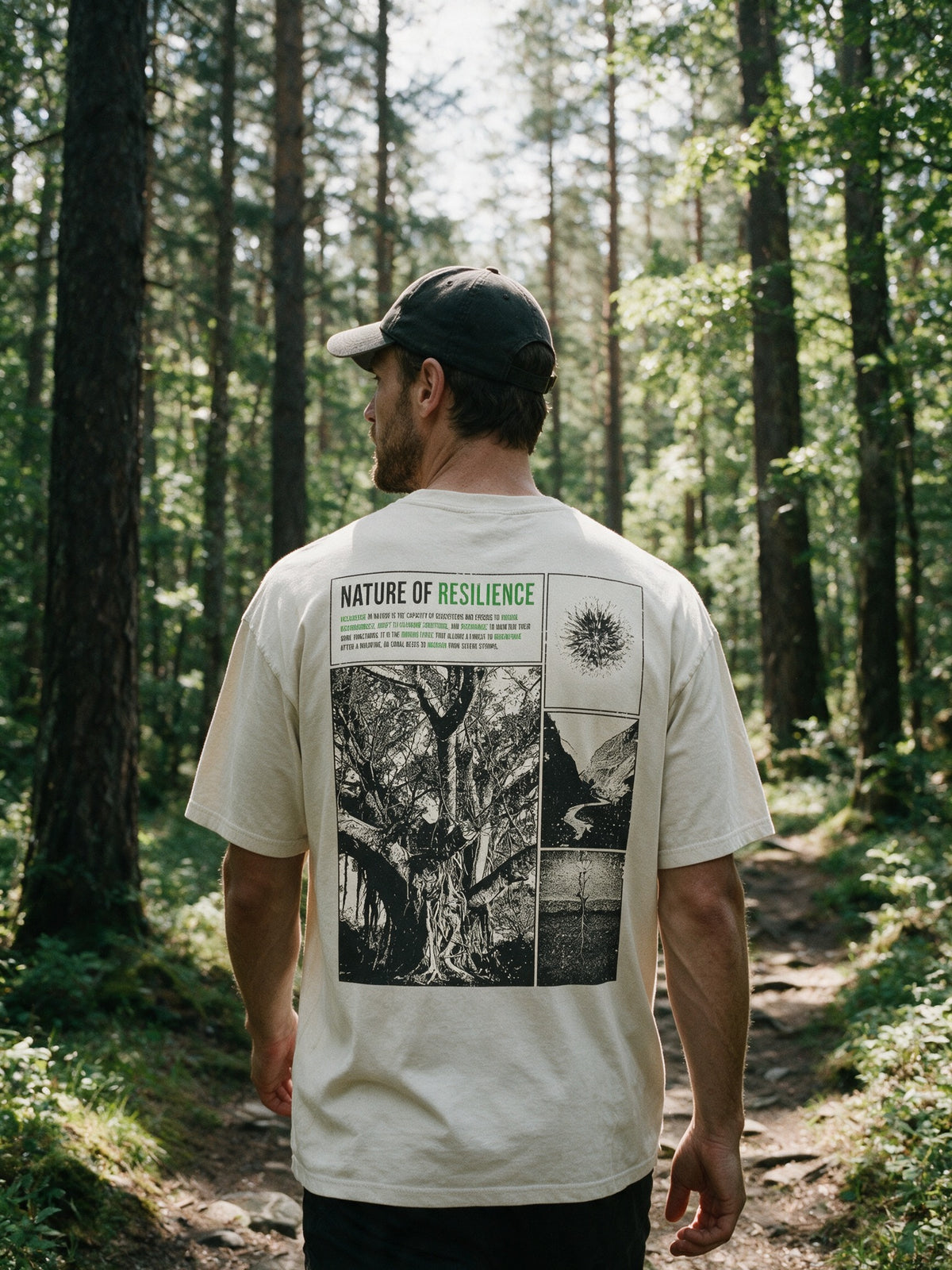 "Nature of Resilience" Oversized T-shirt · Bone · 100% Cotton