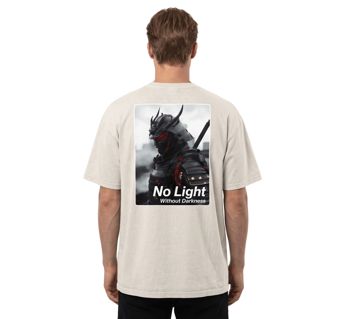 "No Light Without Darkness" Oversized T-shirt · Bone · 100% Cotton