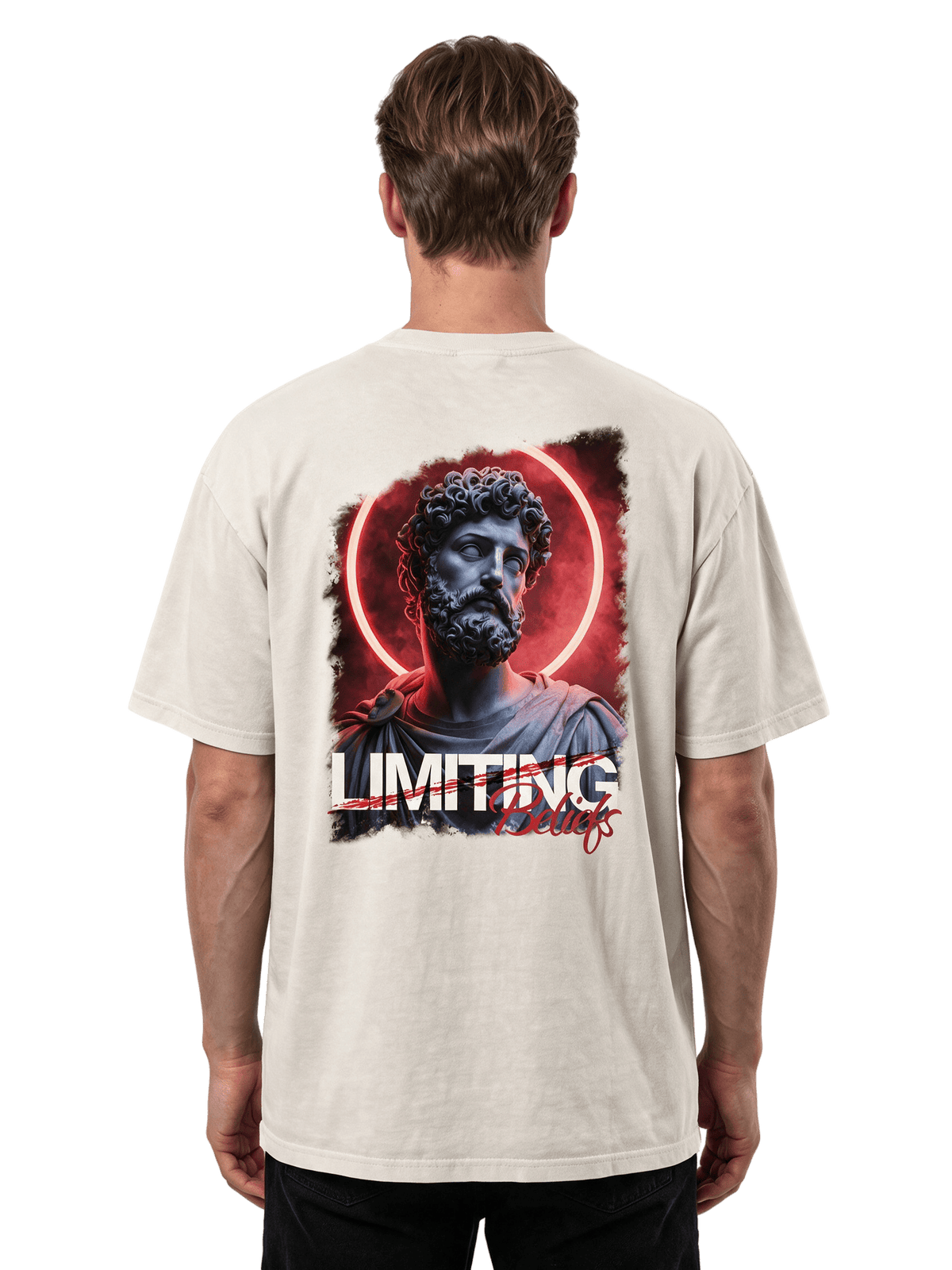 "No Limiting Beliefs" Oversized T-shirt · Bone · 100% Cotton