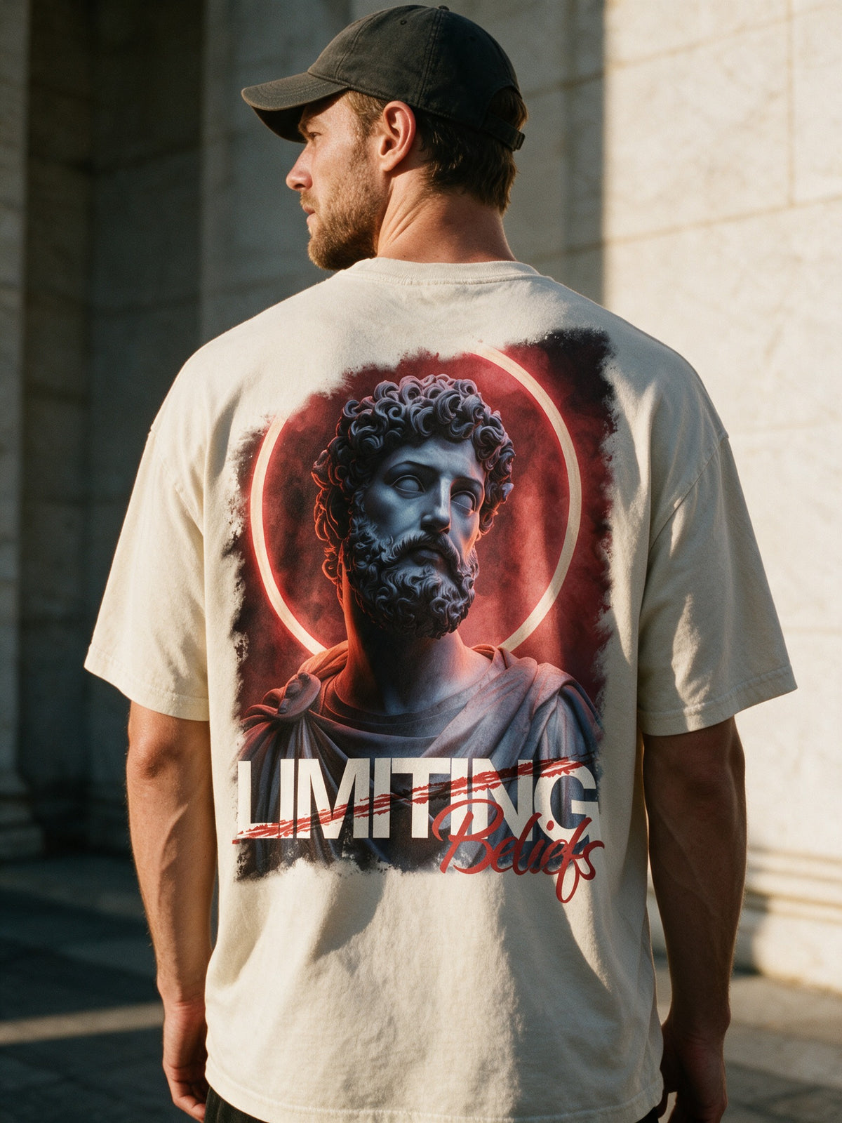 "No Limiting Beliefs" Oversized T-shirt · Bone · 100% Cotton