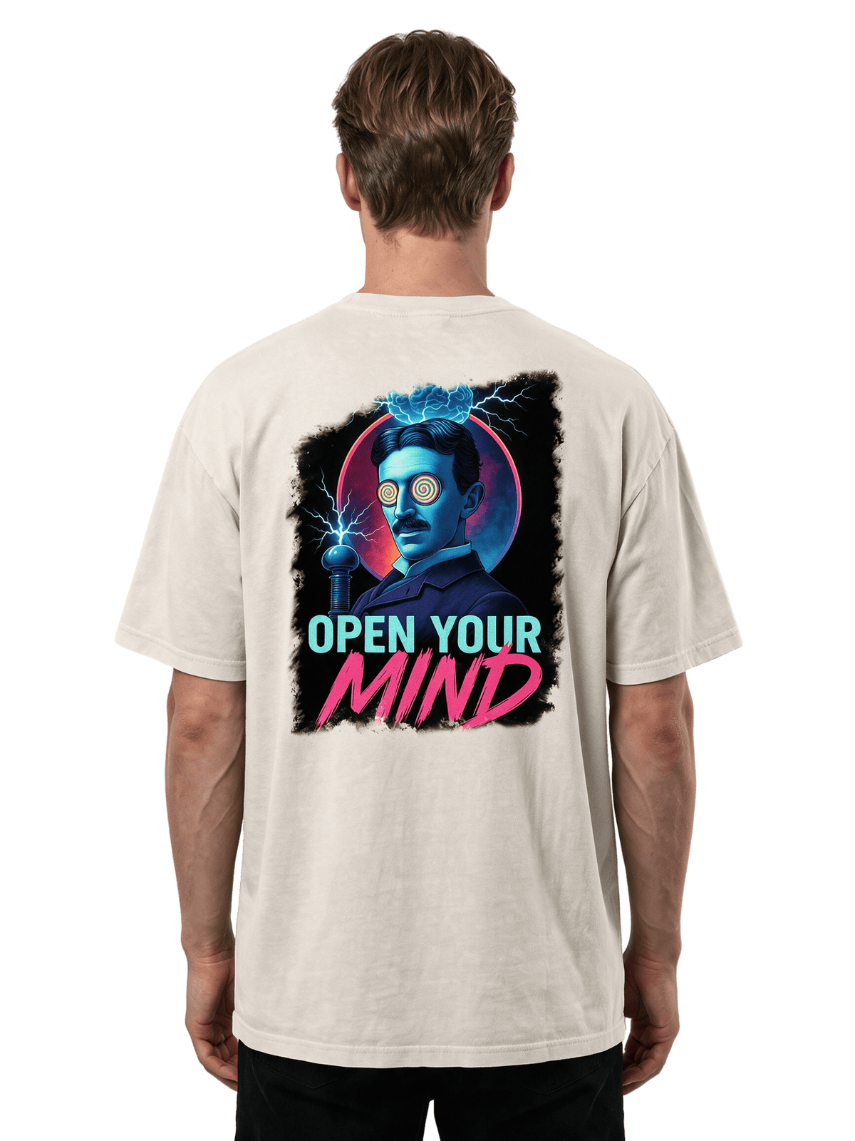 "Open Your Mind" Oversized T-shirt · Bone · 100% Cotton
