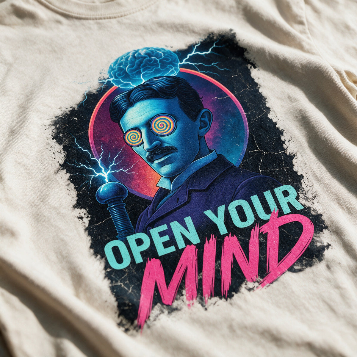 "Open Your Mind" Oversized T-shirt · Bone · 100% Cotton