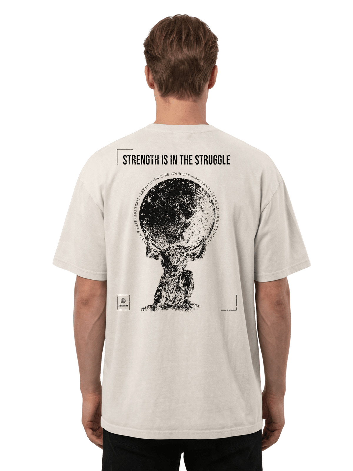 "World On Your Shoulders" Oversized T-shirt Bone (100% Cotton)