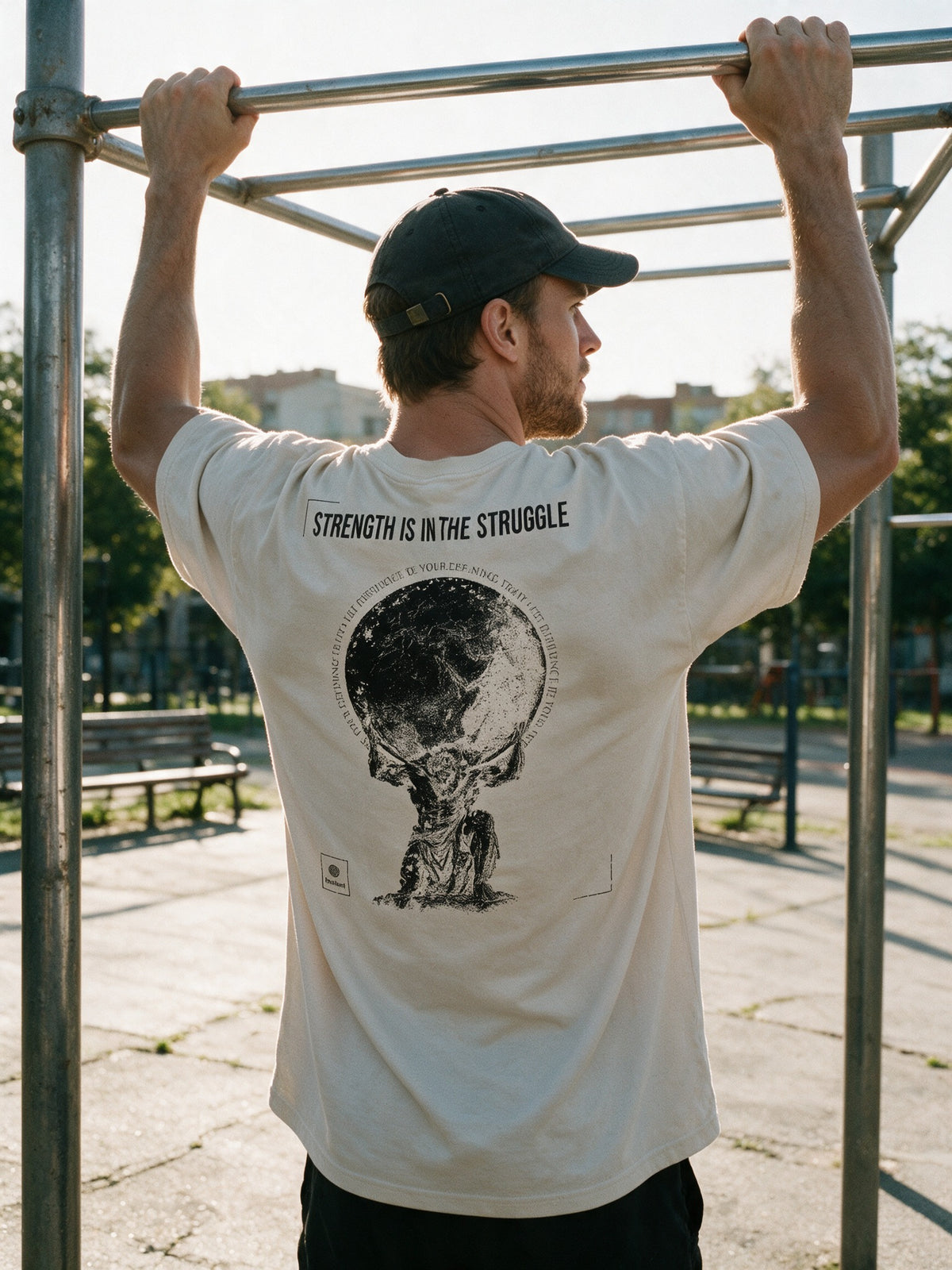 "World On Your Shoulders" Oversized T-shirt Bone (100% Cotton)