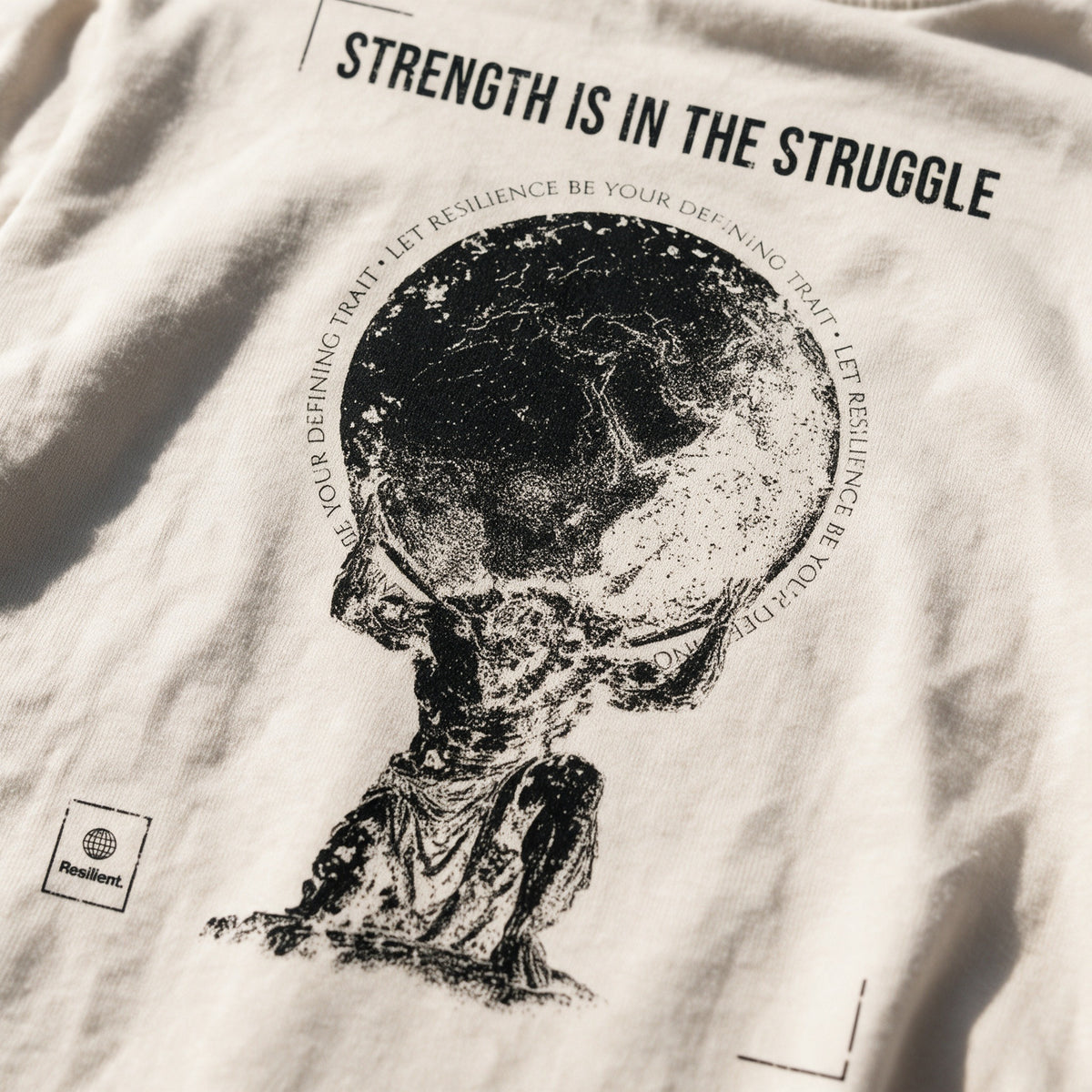 "World On Your Shoulders" Oversized T-shirt Bone (100% Cotton)