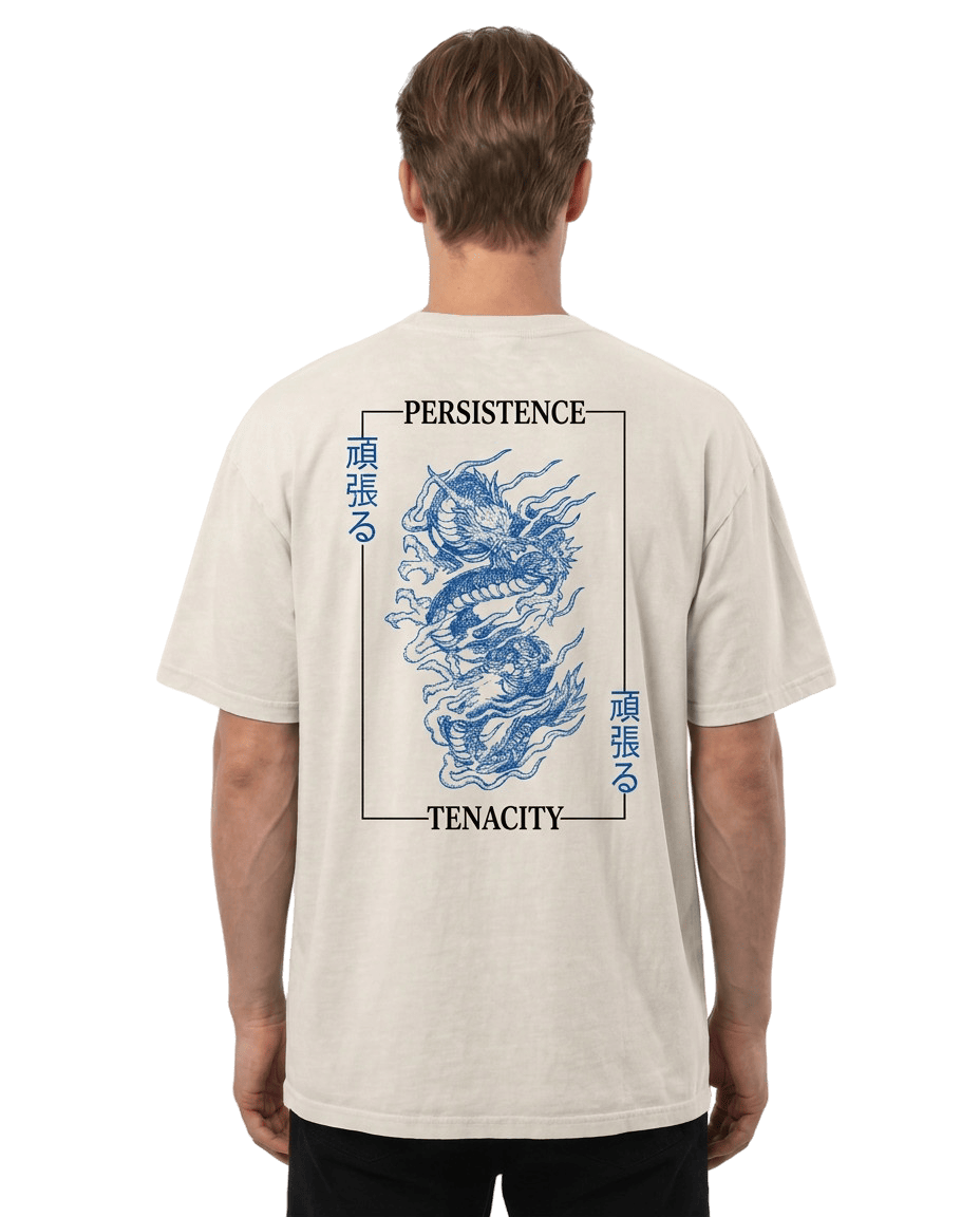 "Ganbaru" Oversized T-shirt · Bone · 100% Cotton