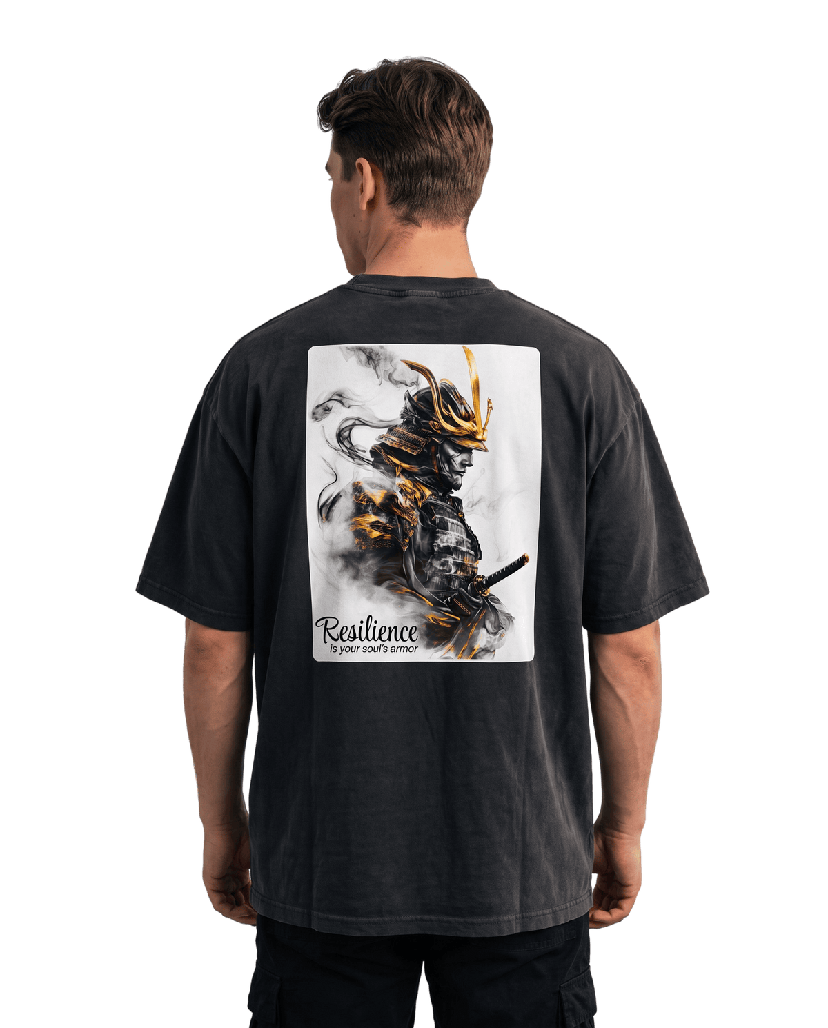 "Bushido" Oversized T-shirt · Faded Black · 100% Cotton