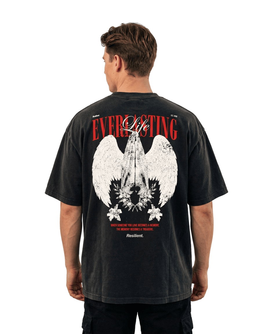 "Everlasting" Oversized T-shirt · Faded Black · 100% Cotton