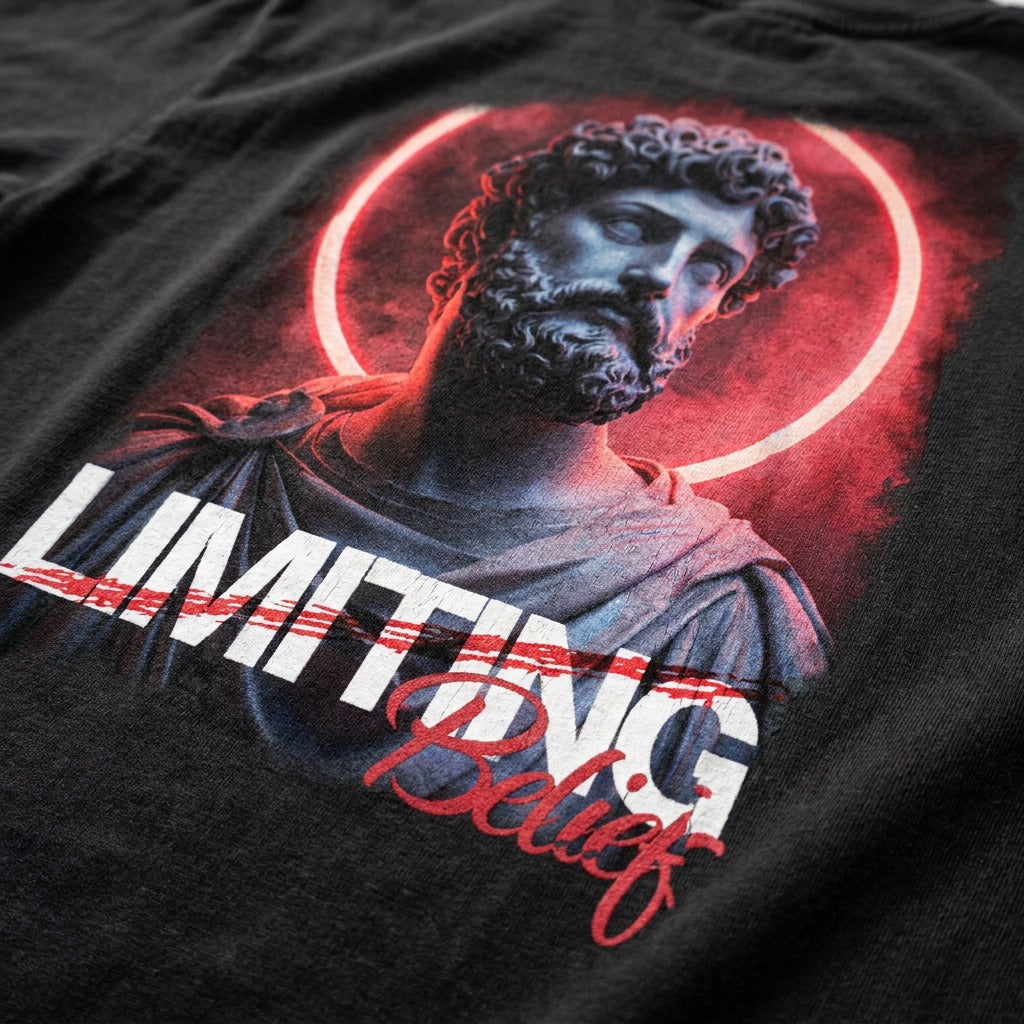 "No Limiting Beliefs" Oversized T-shirt · Faded Black · 100% Cotton