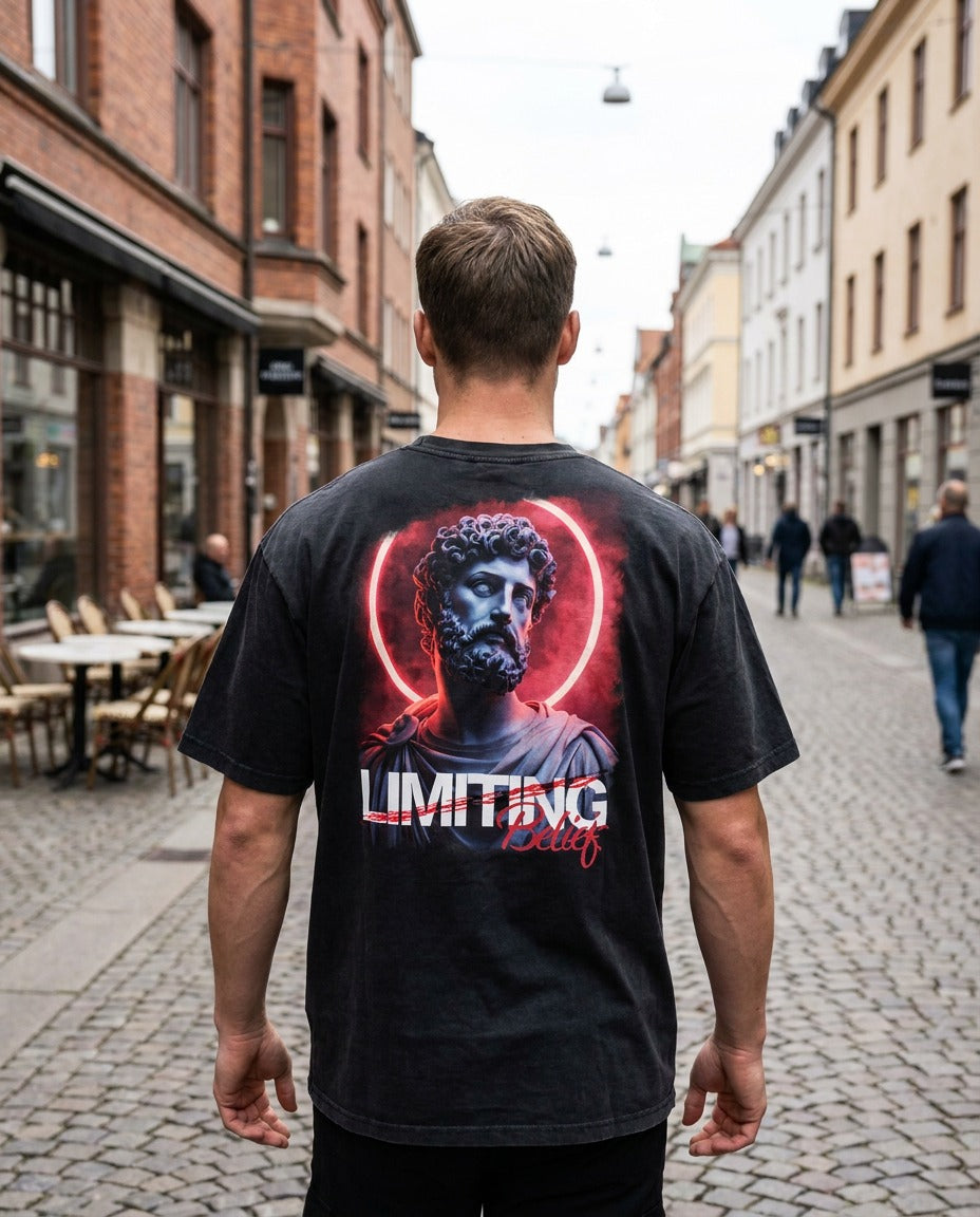 "No Limiting Beliefs" Oversized T-shirt · Faded Black · 100% Cotton