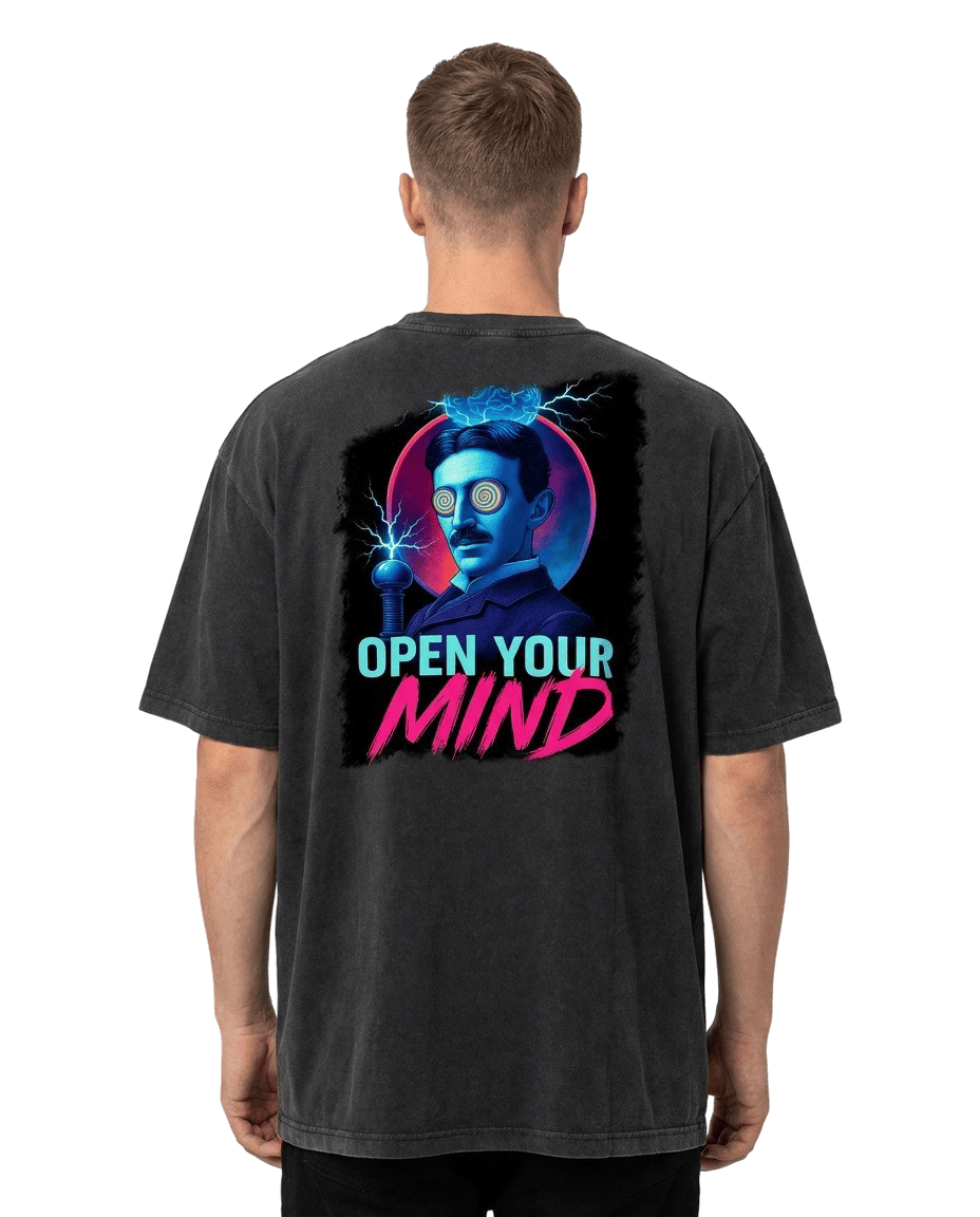 "Open Your Mind" Oversized T-shirt · Faded Black · 100% Cotton
