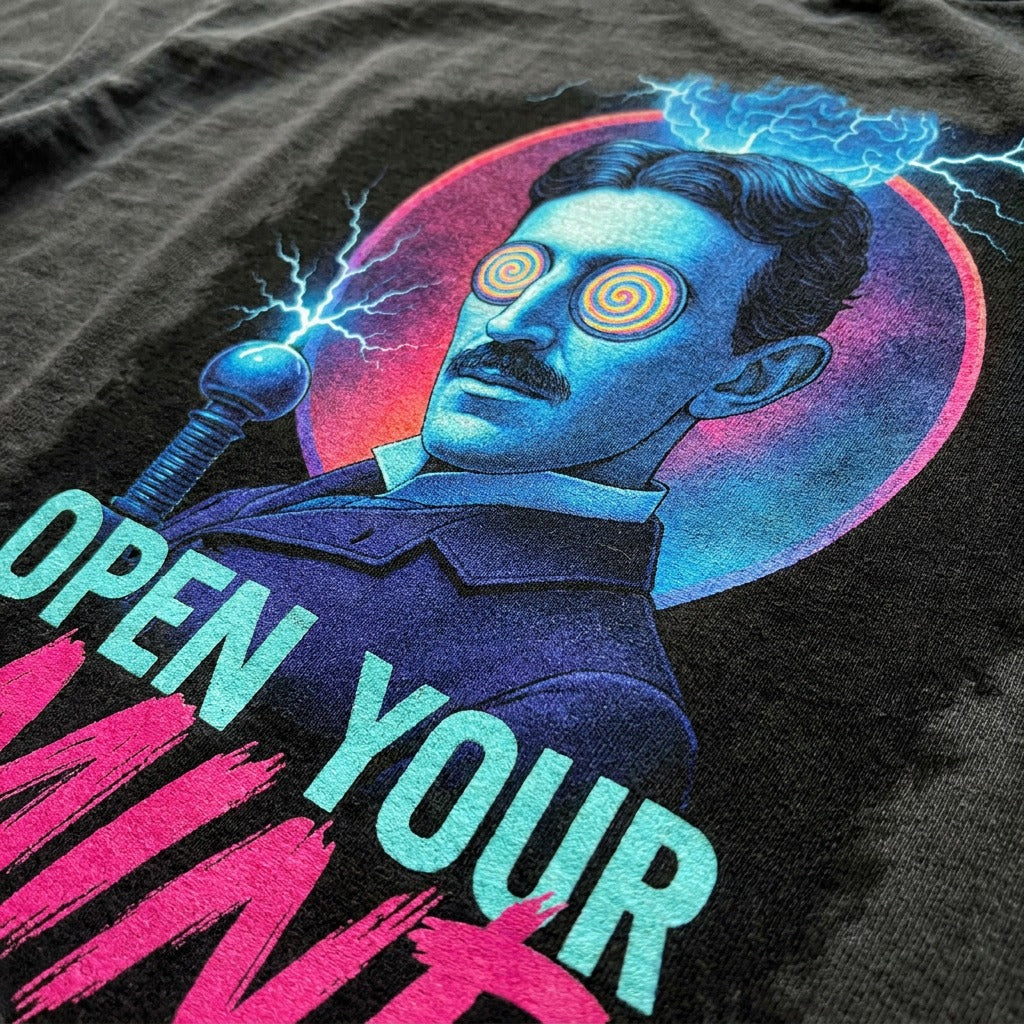 "Open Your Mind" Oversized T-shirt · Faded Black · 100% Cotton