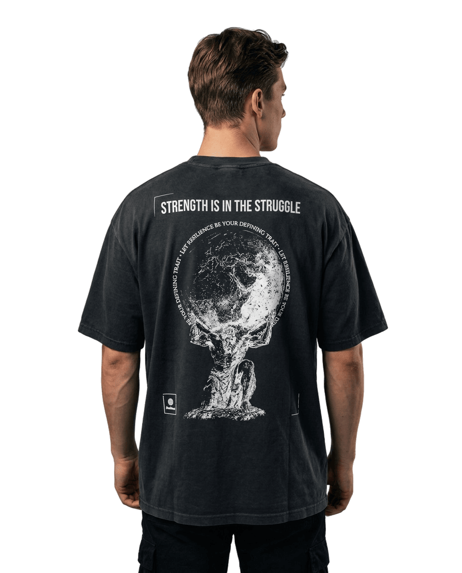 "World On Your Shoulders" Oversized T-shirt Faded Black (100% Cotton)