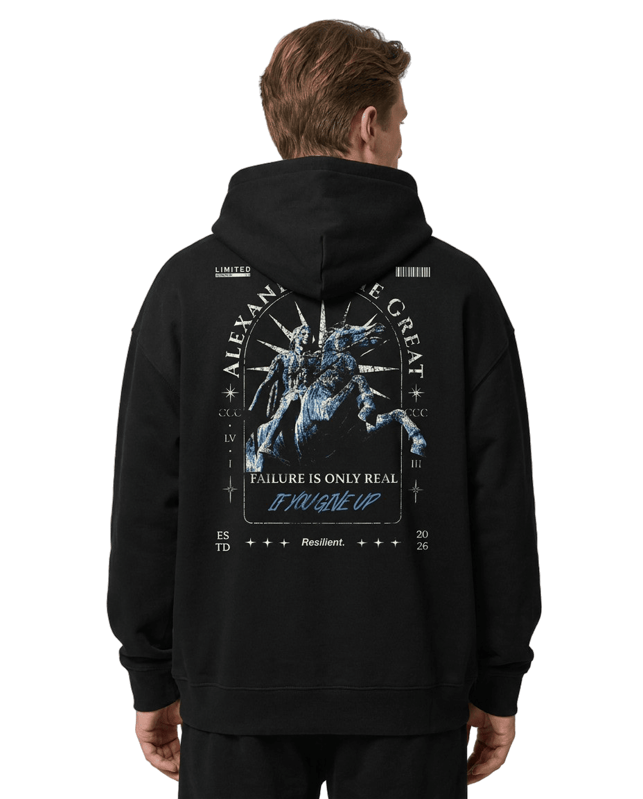 "Alexander" Black Eco Hoodie · 100% Organic Cotton