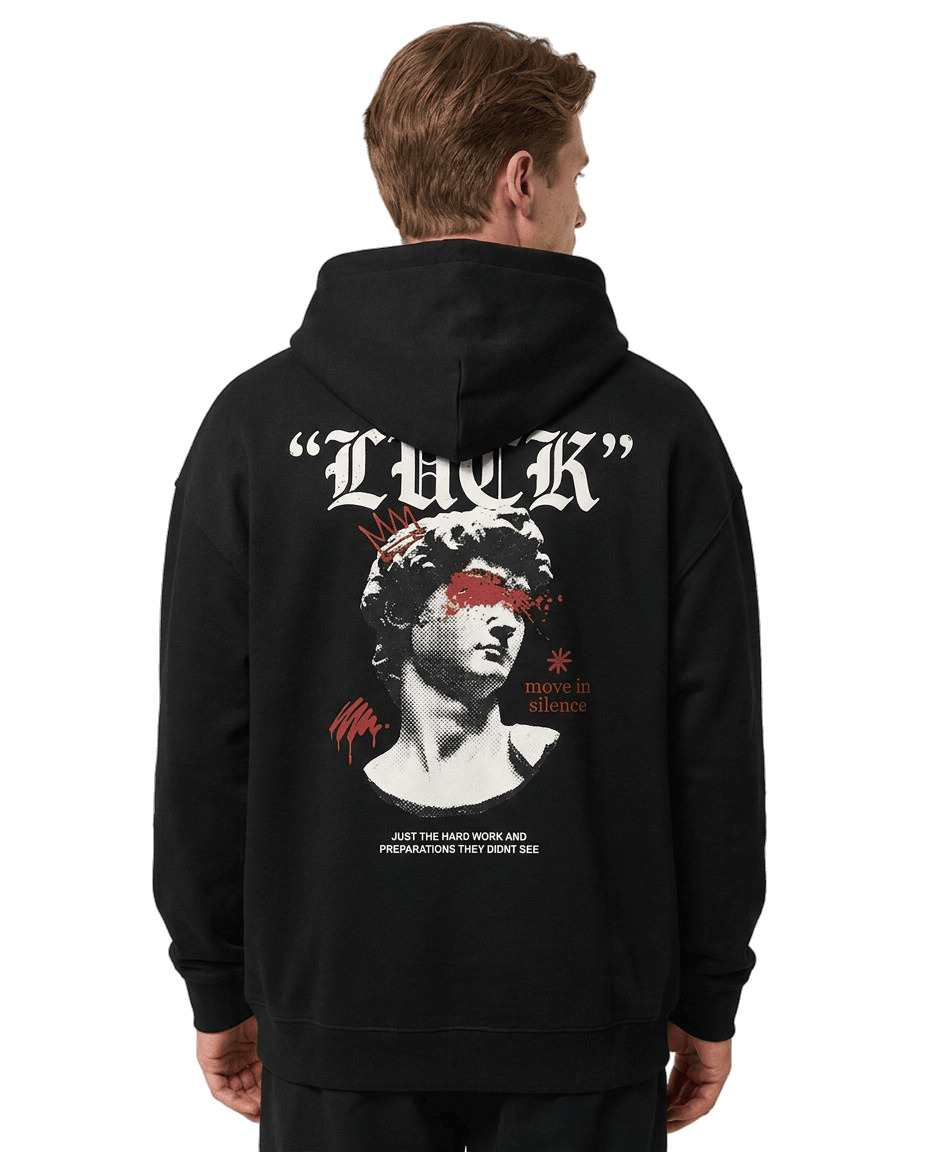"Luck" Black Eco Hoodie · 100% Organic Cotton
