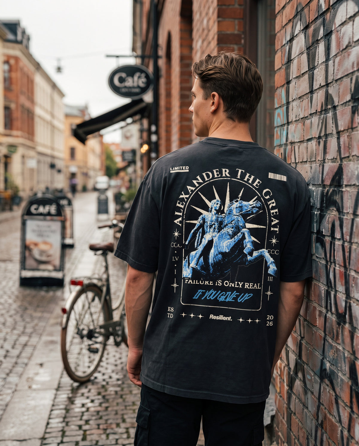 "Alexander" Oversized T-shirt · Faded Black · 100% Cotton