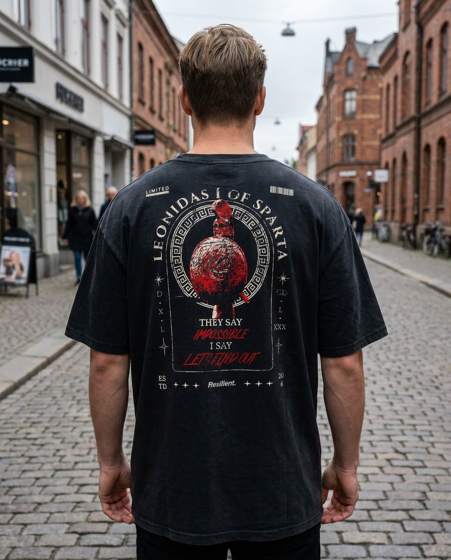 "Leonidas" Oversized T-shirt · Faded Black · 100% Cotton